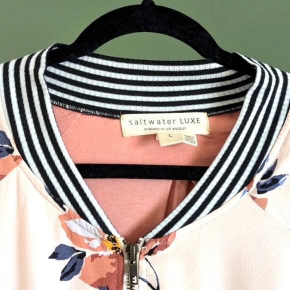 Saltwater Luxe Crossfire Floral Bomber Zip Up Casual Style Jacket Large Lined - Picture 7 of 14